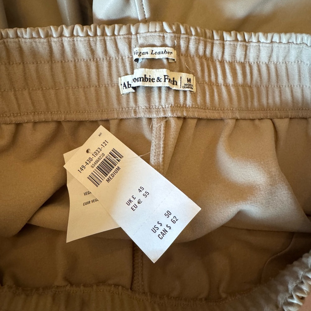 Abercrombie & Fitch Beige Vegan Leather Pants